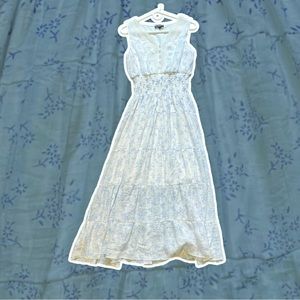 J Gee blue and white floral maxi dress with detailing and buttons